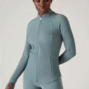 ATHLETA Salutation Ribbed Jacket M Oxidized Green Rib